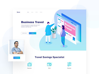 Business Travel app blue brand business design illustration interface travel ui web