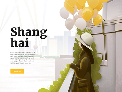 Shanghai app character design illustration interface pink ui web yellow