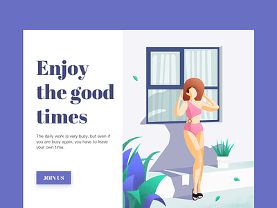 Enjoy the good times app blue design illustration interface pink purple ui web