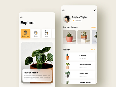 Explore Plant app blue design interface ui ux yellow