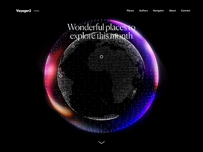 Voyager2 Explore Places 3d Globe 3d animation design interaction typography web