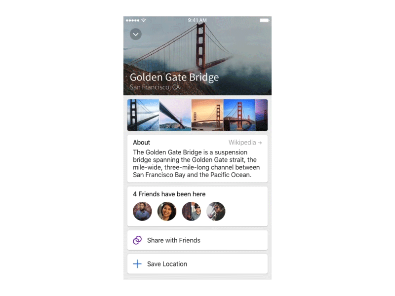 Share Location Interaction animation cards gif interaction ios location photos principle prototype sf ui share uifaces