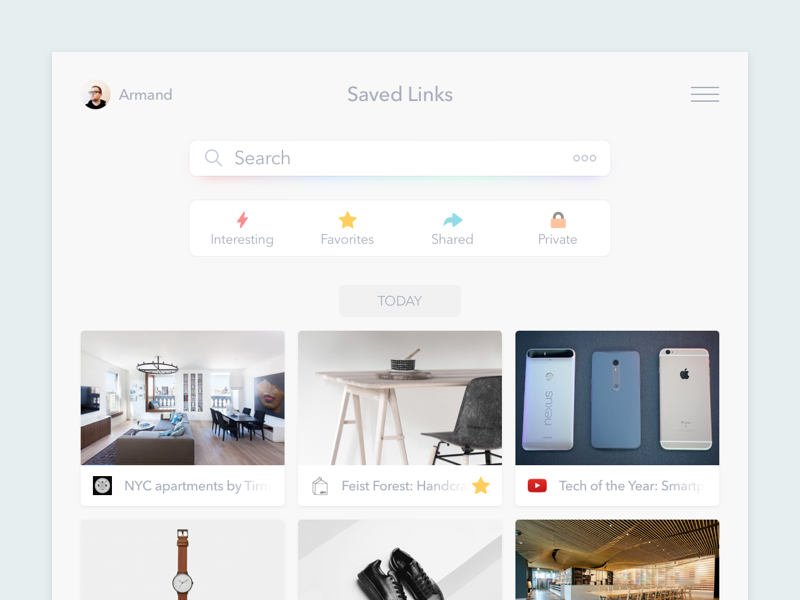 Saved Links by Armand Chakhalyan on Dribbble