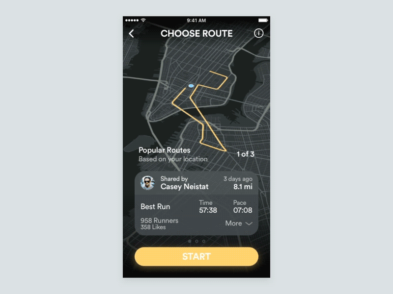 Running App Interactions interaction ios map route running