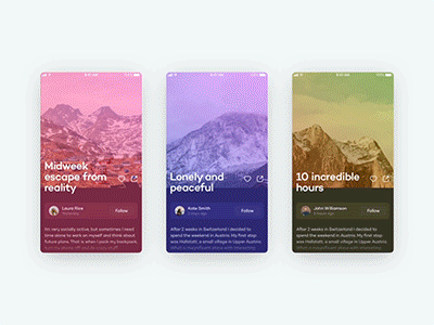 Post styles and transitions animation cards color gradients ios post story transition ui