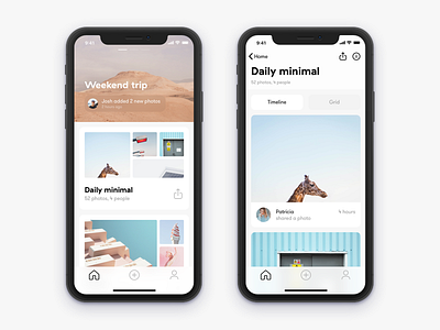 Home and Gallery iPhone X screens ios iphone x photos ui ux