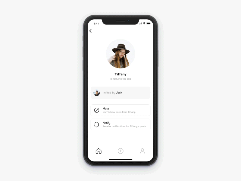 View posts from a contributor Interaction account actions animation avatar interaction ios iphone x ui