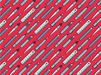 Tool Pattern bright brush illustration line marker pattern pen pencil ruler tools xacto