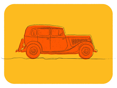 Vintage Car auto car grunge illustration line screenprint simple sketch texture vintage