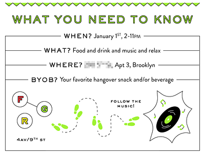 New Year's Day Invite, Part 3 beer email food illustration invitation invite line map music new years nye party