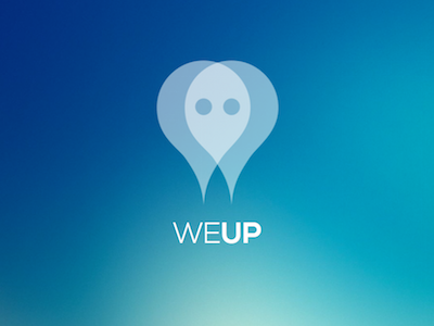 WeUp Logo blue drop gradient logo minimalist pin transparency