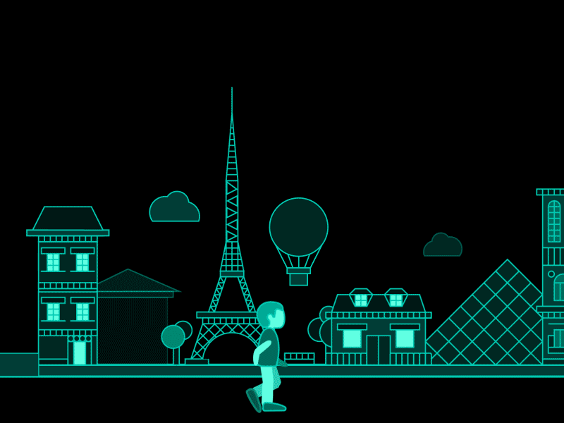 Man and the Cities animation app citiestalking city green illustration istanbul lineart london paris rome