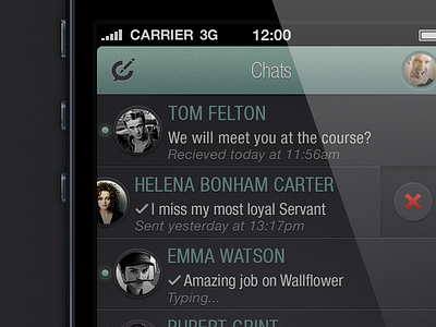 Chats chat dark green ios iphone noise ui user interface whatsapp
