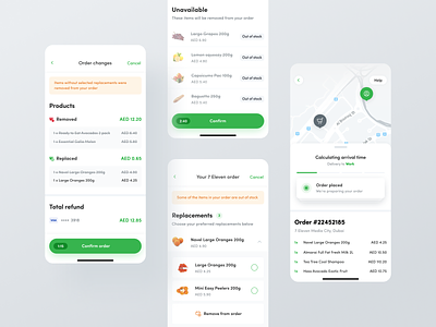 Careem App - Groceries #2 app careem checkout confirmationscreen delivery groceries grocerydelivery mobile mobiledesign mobileui netgurudesign order outofstock payment refund replacement tracking uber ui uiux