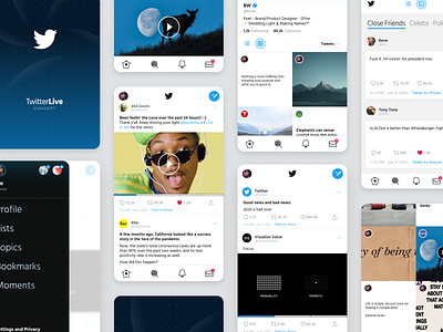Twitter Live UI Concept concepts design concept influencers light minimal social media tweets twitter twitterlive ui sheet uidesign