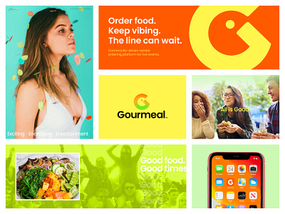 Brand Identity for Gourmeal (Ordering Platform) brand design brand identity collage colorful exciting fun g logo layout logo logo design pitch deck presentation style guide