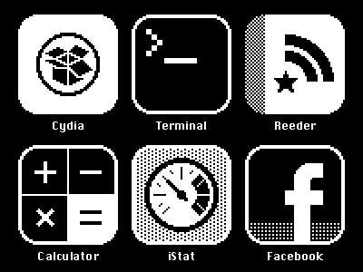 iOS "Classic" pt. 2 apps bitmap calculator classic cydia facebook icons ios istat pixel reeder retro simple terminal