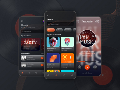 iBeatz - Music Player app dark design graphic design mobile app music music player ui ux
