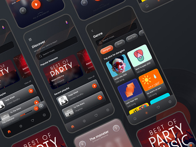 iBeatz - Music Player app dark design graphic design mobile app ui ux