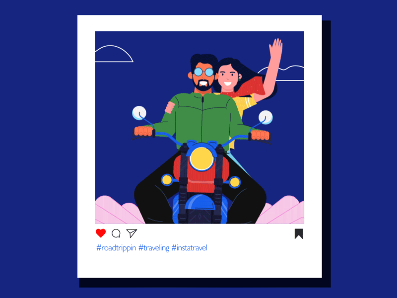 Roadtrip 2danimation animation animation design bike boy character design couple einvite girl love roadtrip travel valentinesday wedding invitation wedding invite weddings