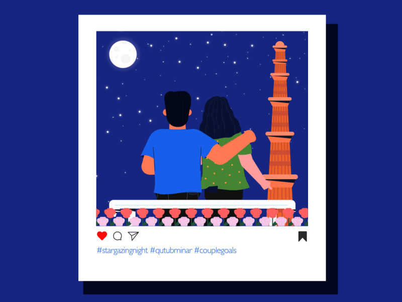 Stargazing night 2danimation animation animation design character couplegoals couples illustrations indian monuments love man monument motiongraphics night nightsky qutub minar stargazing night valentines day woman
