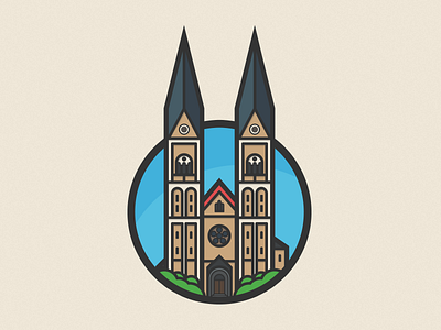 Hometown Church building church city illustration illustrator jakob treml lines minimal simple weiden