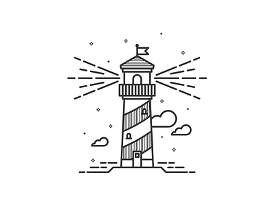 Lighthouse building illustration jakob treml lighthouse lines sea simple vector