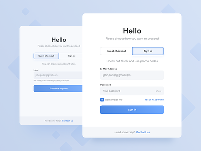 Login Experience account checkout clean ecommerce form guest checkout interface jakob treml login registration shop sign in sign up simple ui ux webdesign welcome