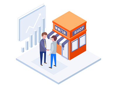 shop 2.5d building customer data illustrator people shop