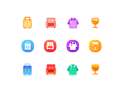 Three sets of icons！ colour gradual icon marketing stroke style 描边风格 渐变风格