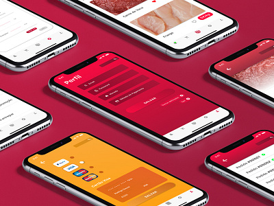 App Screens - Talho 4 Estações app design app screens butcher butcher shop graphic design layout payment prototype prototyping red ui ux