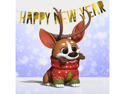 Xmas corgi 3d 3d artist 3dart 3dmodel animal art character christmas cute hny illustration illustrator newyear puppy sculpting xmas zbrush