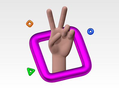 Hand_peace_sign 3d 3d art art cartoon hand illustration peace stylized