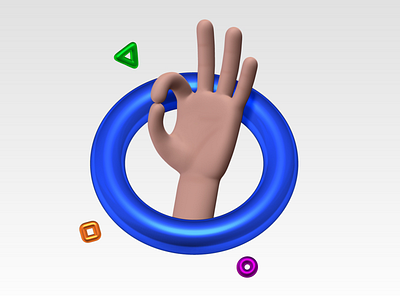 Hand_ok 3d 3d art art cartoon design hand illustration ok sign stylized