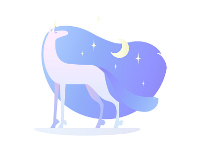 Serenity inicorn adobe ai art character color colors design dribbble flat flatdesign gradient illustration illustrator moon night serenity star stars unicorn vector