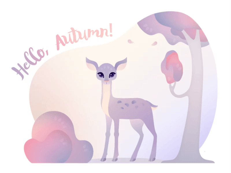 Hello, autumn! adobe ae ai animal animation art autumn character color deer design design art fall flat flatdesign forest gradient illustration illustrator nature