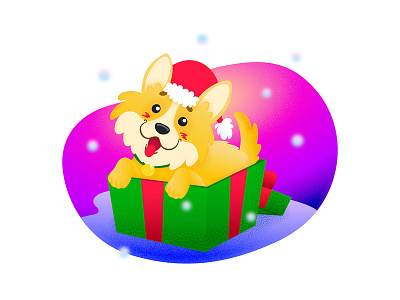 Corgi New Year adobe ai animal animal art art character color corgi cute cute adorable design gradient holiday illustration illustrator new year present puppy