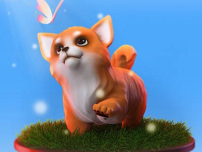 Corgi puppy 3d animal butterfly character corgi cute dog illustration puppy sculpting zbrush