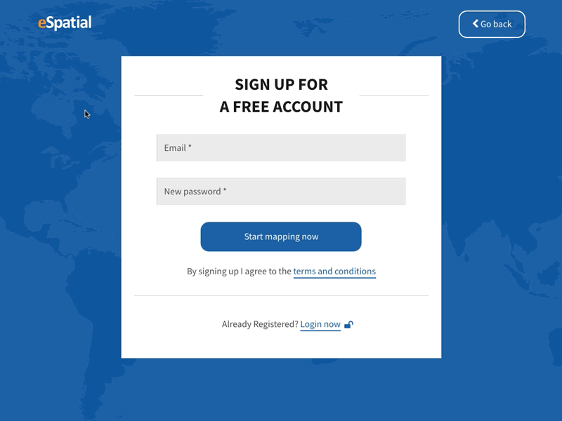 Sign Up Form - Instant Feedback blue form mapping mapping software minimalism sign up