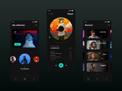 Music app | UI design app app design dark app dark mode dark ui design mobile mobile app design mobile ui music music app music player start up startup ui ui design ux