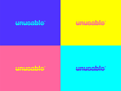 unusable | Logo design blue brand branding design flat logo logo design logotype minimal pink squares startup unusable vector wordmark wordmark logo yellow