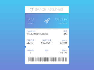 Space Airlines ticket (UTOPIA planet)