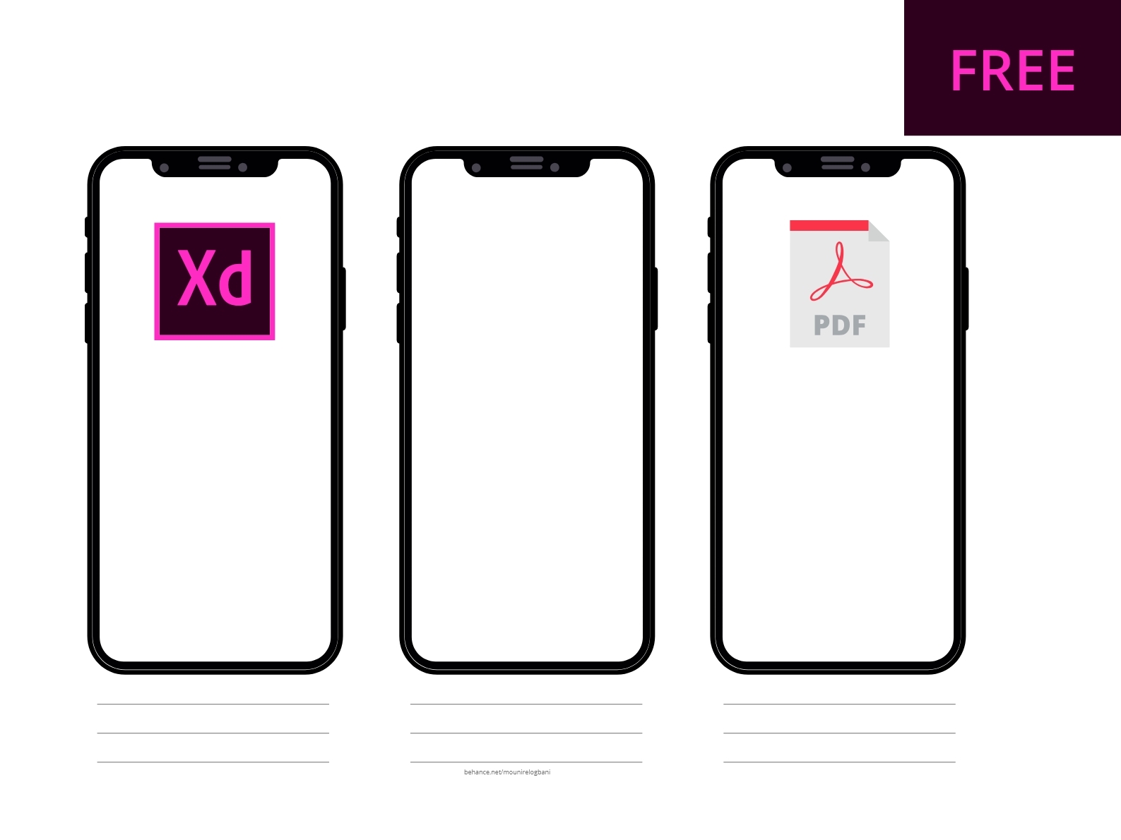 Download Free iPhone X mockups templates XD, PDF by Mounir ...