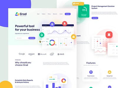 Grad Sass Landing page business clean colorful creative design landingpage saas website uidesign web design website