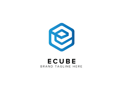 Ecube Logo box branding business company cube e letter hexagon logo