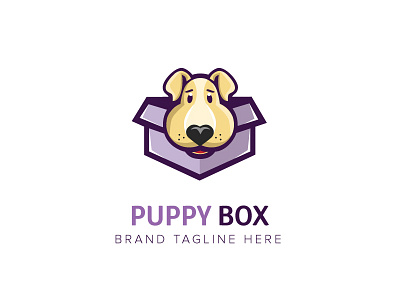 Puppy Logo box creative dog logo mascot pet shop puppy