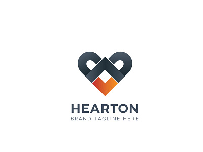 Hearton Logo branding creative cube diamond heart logo logos