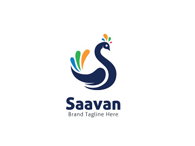 Saavan Logo animal beautiful bird creative logo logos peacock