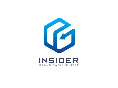 Insider Logo box clean creative cube hexagon inside logo simple