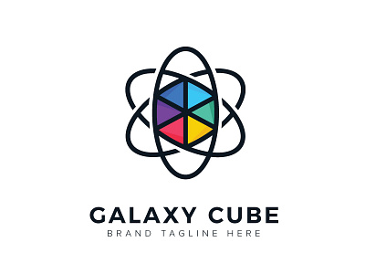 Galaxy Cube creative galaxy logo logos orbit proffessional